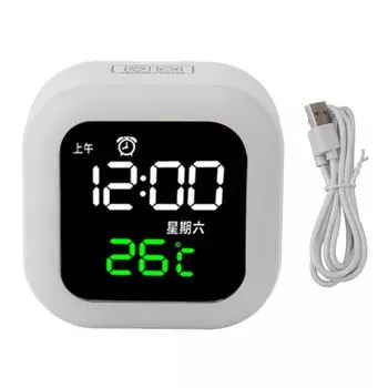 Цифровой будильник с большим светодиодным дисплеем, 3 уровня звука, плавная регулировка яркости, цифровой зеркальный будильник