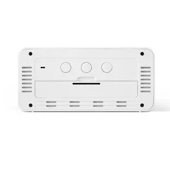 Цифровой будильник с большим ЖК-экраном, недельной температурой, влажностью, датой, подсветкой, дизайном белый