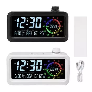 Цифровой будильник с цветным дисплеем, таймером, тихие умные электрические настольные часы для спальни Livi White