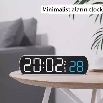 Цифровой будильник с голосовым управлением, TEMP, таймер даты, обратный отсчет, ночной режим, Type-C, USB, 12/24 часа, функция защиты от беспокойства, 2 будильника, светодиодные часы
