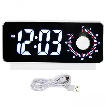 Цифровой будильник с многофункциональным двойным дисплеем, визуальным управлением временем, настольной ручкой, электронным светодиодным кулоном