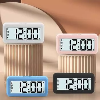 Цифровой будильник с питанием от батареек Подсветка Автоматическое затемнение Обратный отсчет времени 2 функции повтора сигнала Настольные часы 12/24 ч Магнитные ЖК-часы синий