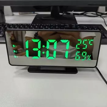 Цифровой будильник с питанием от USB, температурой и влажностью, 3 будильника с функцией повтора сигнала, настольные часы, ночной режим, 12/24 часа, электронные светодиодные часы красный