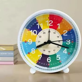 Цифровой будильник с подсветкой для раннего обучения, питание от батареек типа АА, бесшумные настольные часы, 12/24 ч., цветные электронные часы с зонированием белый