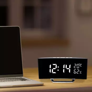 Цифровой будильник с регулируемым дисплеем освещения и погоды для домашнего класса White
