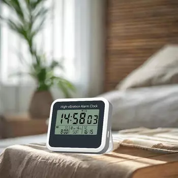 Цифровой будильник с вибрирующим настольным украшением, календарем и двойным отключением звука для жизни