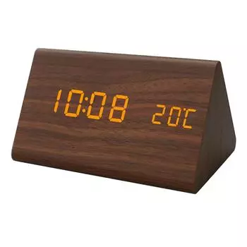 Цифровой будильник со светодиодной регулировкой яркости, голосовое управление, минималистичный стиль, часы с температурой