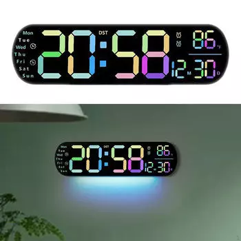 Цифровой будильник со светодиодным дисплеем, временем, календарем и датой, регулируемая яркость, большой дисплей для класса