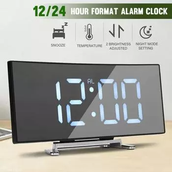 Цифровой будильник, светодиодный зеркальный дисплей, температура, повтор, стол, USB, спальня
