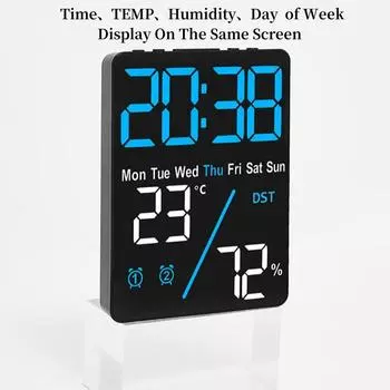 Цифровой будильник TEMP Влажность Дата Неделя 2 Выход будильника USB порт Повтор Настольные часы DST 12/24H Автоматическое затемнение Светодиодные часы