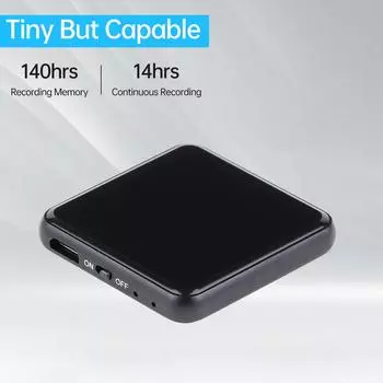 Цифровой диктофон, 16 ГБ, голосовая активация, MP3-плеер, HD-запись, непрерывная запись 14 часов чёрный