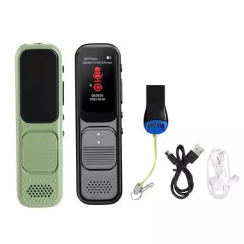 Цифровой диктофон 3072kps 80H Запись шумоподавление USB C Активируемый голосом диктофон для Lect Black