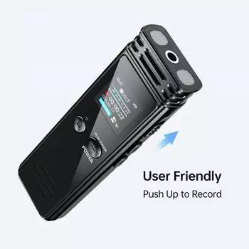 Цифровой диктофон 32 ГБ, активированное воспроизведение записи с микрофоном и динамиком, высокая скорость записи 1536 Кбит/с 8G чёрный