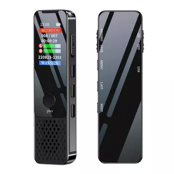 Цифровой диктофон 64 ГБ с активированным воспроизведением записи MP3-плеер с микрофоном и динамиком чёрный