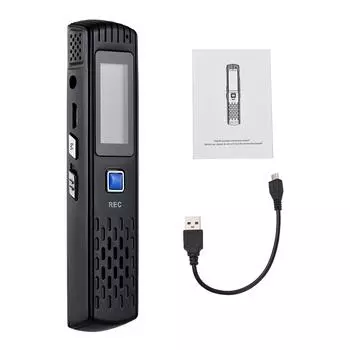 Цифровой диктофон 8G, небольшое карманное записывающее устройство со встроенным динамиком, портативное голосовое управление чёрный