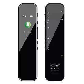 Цифровой диктофон Bisofice 64 ГБ с голосовой активацией или записью с шумоподавлением и воспроизведением чёрный