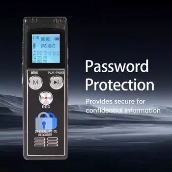 Цифровой диктофон с поддержкой нескольких языков, светодиодный экран, 1536 кбит/с, аудиозапись, диктофон 32GB чёрный