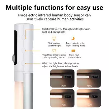 Цифровой дисплей Датчик движения Светильник Ночной Светильник Настольная Лампа Тип C Перезаряжаемые Светильники Шкафчики Светильники Для Кухни Спальни Освещение Digital display чёрный