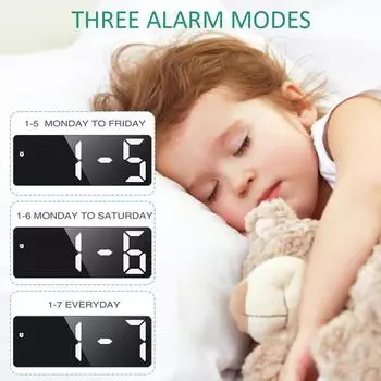 Цифровой дисплей LED Зеркальные часы Беспроводные легкие настольные часы Подарок на день рождения Рождество