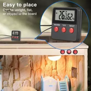 Цифровой дисплей Мини термометр гигрометр с зондом Точное измерение Легко читаемый портативный датчик температуры гигрометр чёрный