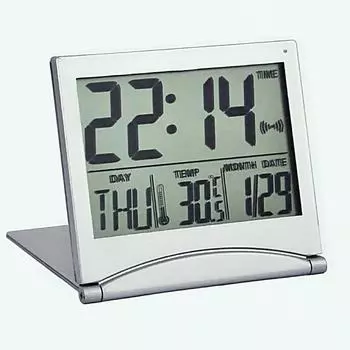 Цифровой дисплей Wecker Temperatur LCD, Schreibtisch Platte Kalender Reise Schlummeruhr, 1 шт. 1pc серебряный
