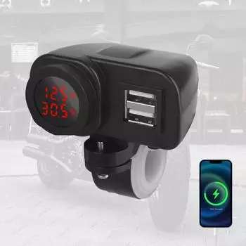 Цифровой дисплей вольтметр термометр мотоцикл QC3.0 PD зарядное гнездо USB Type-C быстрая зарядка зарядное устройство штекер аксессуары Handlebar красный