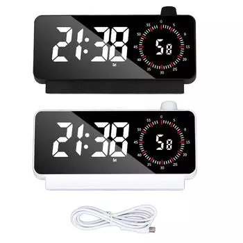 Цифровой двойной будильник с регулируемой яркостью и температурным дисплеем, 5-минутный повтор сигнала, настольный будильник Black Shell Red Lettering