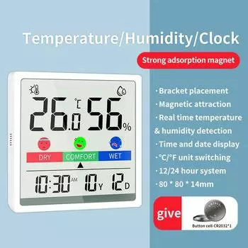 Цифровой гигрометр Цифровой гигрометр, комнатная температура, измеритель влажности, датчик, гигрометр, метеостанция, большой ЖК-экран