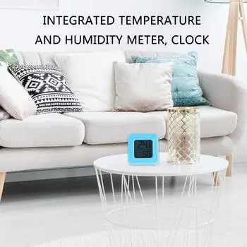 Цифровой гигрометр, комнатные термометры, модные многофункциональные мониторы температуры и влажности с часами для домашнего использования в автомобиле чёрный