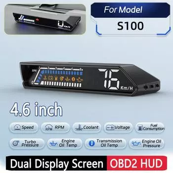 Цифровой HUD с двумя дисплеями, проекционный дисплей, мониторинг температуры трансмиссионного масла, интеллектуальный проекционный дисплей, сигнализация превышения скорости чёрный