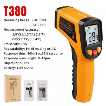 Цифровой инфракрасный термометр T580 -50~580 Бесконтактный ИК-пирометр Ручной Промышленный Термометр Электронный Измеритель Температуры