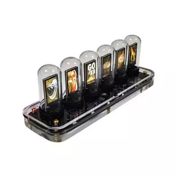 Цифровой IPS цветной экран Quasi Nixie Tube Часы Настольный электронный календарь Время Фото Дисплей Свечение разноцветный