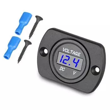 Цифровой измеритель напряжения постоянного тока 12-24 В водонепроницаемый круглый автомобильный вольтметр со светодиодной цифровой панелью дисплея для автомобиля мотоцикла лодки автофургона
