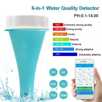 Цифровой измеритель pH, совместимый с Bluetooth, тестер pH 6-в-1, измеритель pH/TDS/EC/CL/ORP/Temp, высокоточный тестер качества воды зелёный