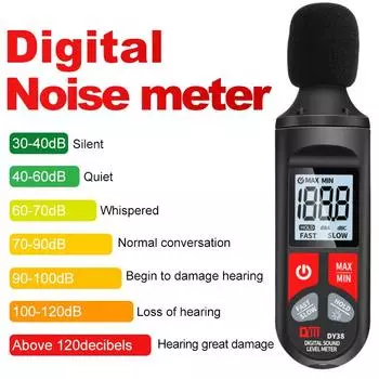 Цифровой измеритель уровня шума Шум 30~130 дБ Измеритель шума Измерительный прибор дБ Мини-аудио измеритель уровня звука Децибел-монитор
