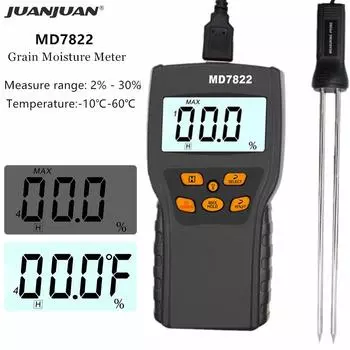 Цифровой измеритель влажности зерна, высокочувствительный зонд, тестер влажности, ЖК-дисплей, гигрометр для пшеницы, кукурузы, риса, детектор температуры