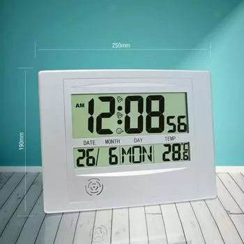 Цифровой календарь, будильник, ЖК-дисплей, большое время с температурой