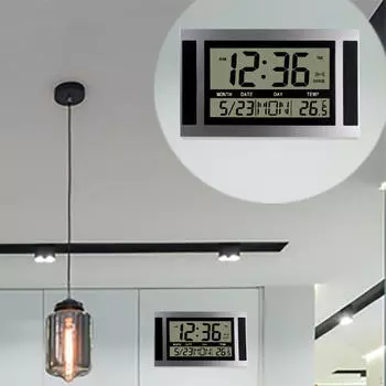 Цифровой календарь, подвесные или настольные настенные часы с напоминанием о годовщине и температуре для кабинета C Silver Black