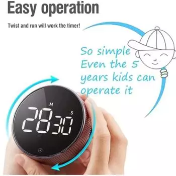 Цифровой кухонный таймер с вращающимся светодиодным дисплеем, магнитный таймер обратного отсчета, для занятий в классе, для приготовления пищи, для фитнеса, для упражнений, для красоты, напоминания серебряный серый