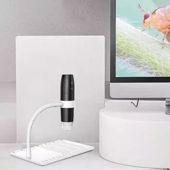 Цифровой микроскоп 1000X WiFi USB, цифровая лупа, 2 МП 1080P, экран 4,3 дюйма, биологический микроскоп с 8 светодиодами, лупа для монет чёрный