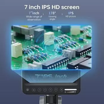 Цифровой микроскоп 1600X, электронные видеомикроскопы 12 МП, 7-дюймовый IPS-экран, паяльный микроскоп с 28 светодиодами с Windows/Mac