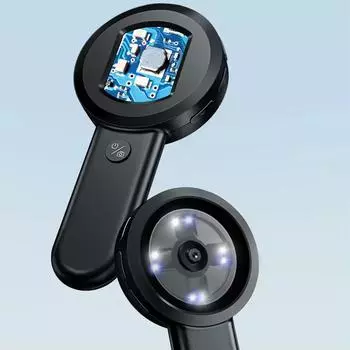 Цифровой микроскоп 16MP 100X Zoom увеличительное стекло с подсветкой лупа с 2 цветным режимом освещения для компьютера чёрный