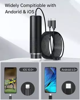 Цифровой микроскоп портативный 8LED 1600X увеличение эндоскоп для iPhone Android телефон инспекционная камера эндоскоп