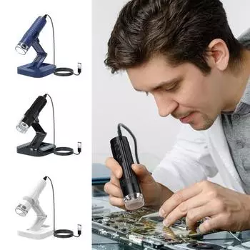 Цифровой микроскоп с регулируемой подставкой, 8 светодиодных ламп, 50X-1000X, 1080P, USB, WiFi, портативный микроскоп для научных экспериментов и обучения