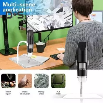 Цифровой микроскоп Wi-Fi USB со светодиодной подсветкой, портативный, широкая совместимость, 1000-кратное беспроводное увеличение, эндоскоп для Windows/Android белый