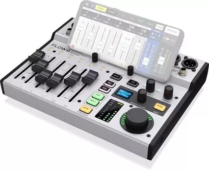 Цифровой микшер Behringer, 8-канальный USB-аудиоинтерфейс, оснащенный пультом дистанционного управления Bluetooth, совместимым с управлением/потоковой передачей FLOW 8