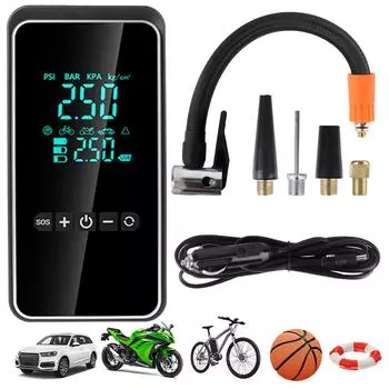 Цифровой насос для накачки шин, автомобильный воздушный компрессор, портативный насос 120 Вт, автомобильные аксессуары для мотоцикла, велосипеда, мяча Black