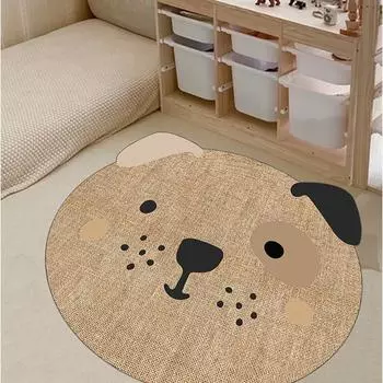 Цифровой нескользящий моющийся джутовый детский коврик с рисунком животных, детский ковер для детской комнаты, детский игровой коврик