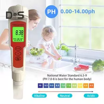Цифровой PH-тестер с подсветкой, высокая точность, компактный размер, портативный аккумулятор, широкое применение, ручка-тестер для воды PH A