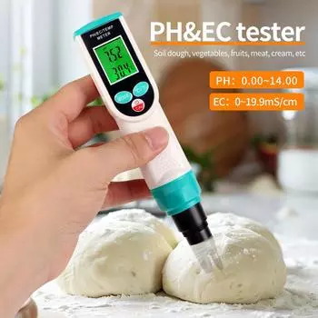Цифровой пищевой pH-метр 0,00~14,00 pH, тестер pH, измеритель EC для мяса, теста, колбасы, сыра, тестера почвы, высокая точность
